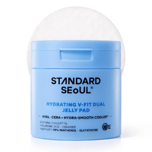 STANDARD SEOUL Hydrating V-Fit Dual Jelly Toner Pads, Deep Hydration & De-Puffing, Dual Sided Cooling 2-in-1 Toner Pack and Wipe Pads with Hyaluronsäure, Ceramides and Panthenol, 60 Pads